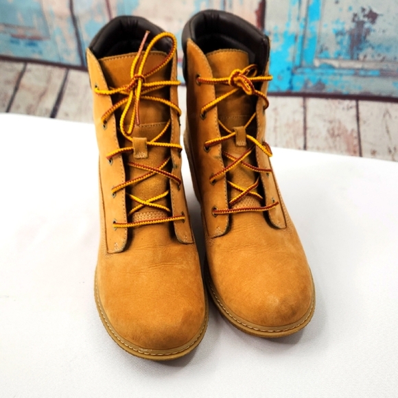 Timberland Leather Earthkeepers Amston 3" Wedge Bootie Wheat - Picture 2 of 6